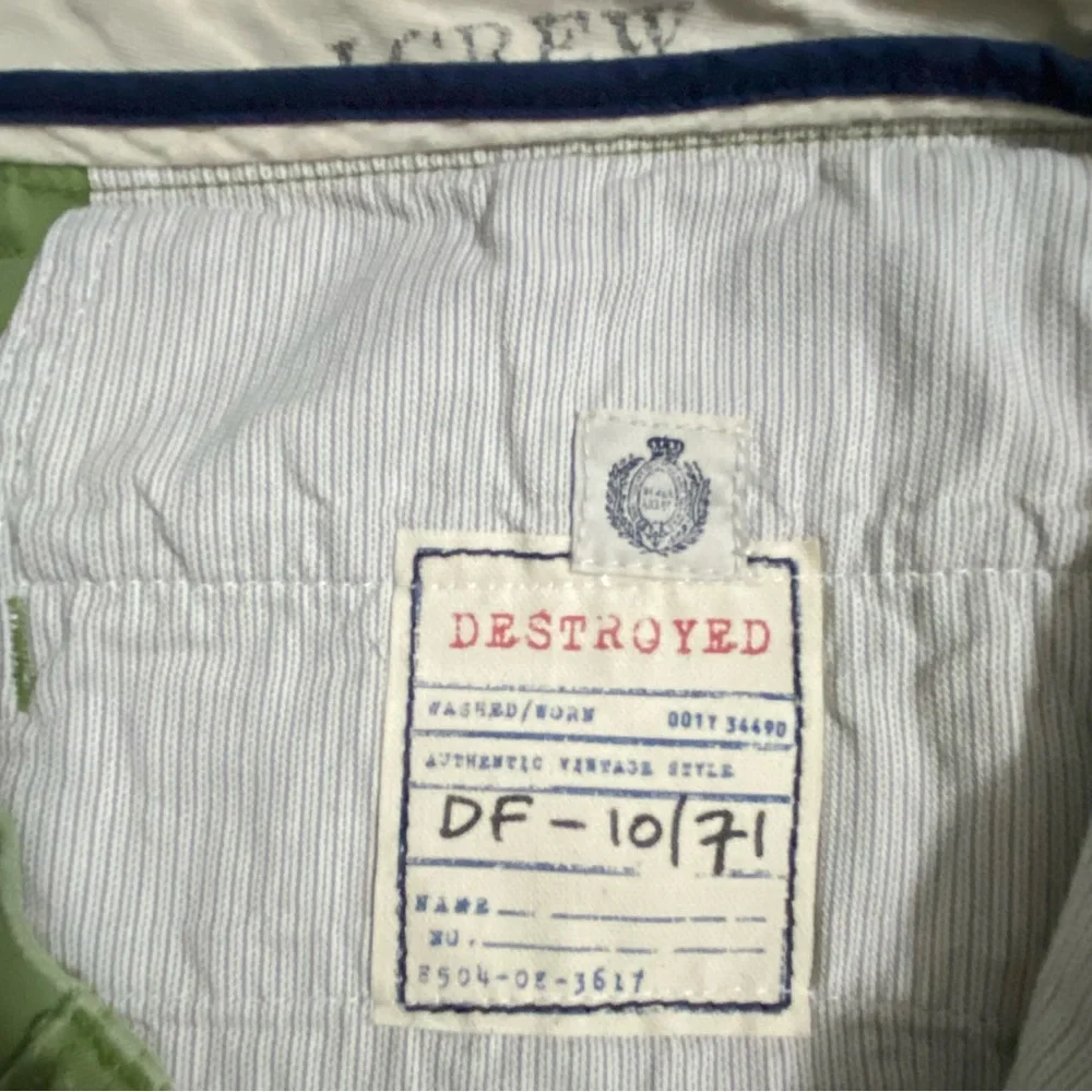 J. Crew VTG “Critter” “Destroyed”Shorts Marlin Embroidery Distressed Green Sz 36